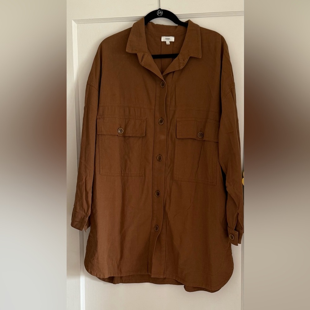 OZMA Tan Collared Shirt Jacket